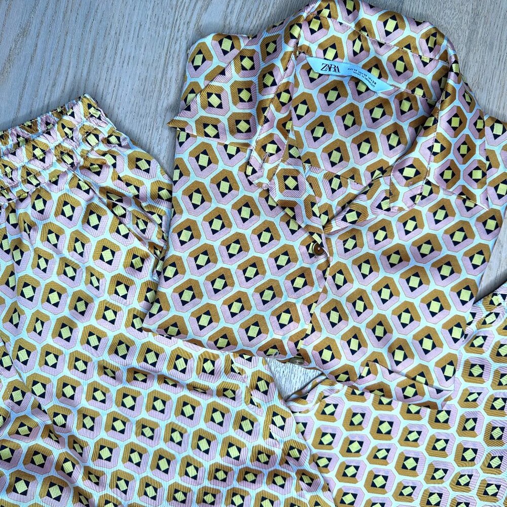 Zara Satin Effect Printed Set